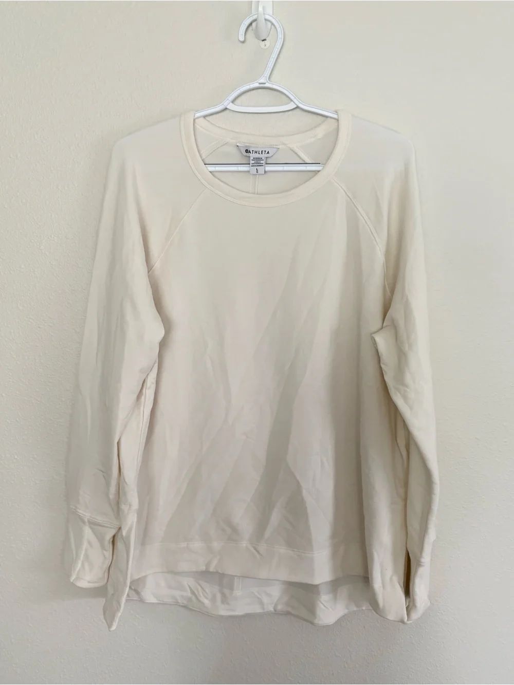 Athleta Coaster Luxe Sweatshirt Modal Loungewear Athleisure Cozy Cream Size L